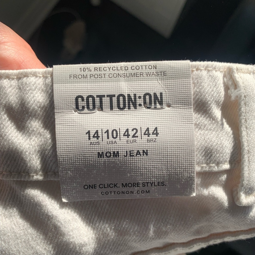 Cotton On White High Rise Mom Jeans - Size 10